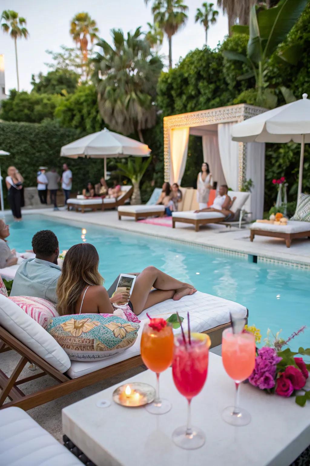 Engage in sophistication featuring a glamorous aquatic arrangement.