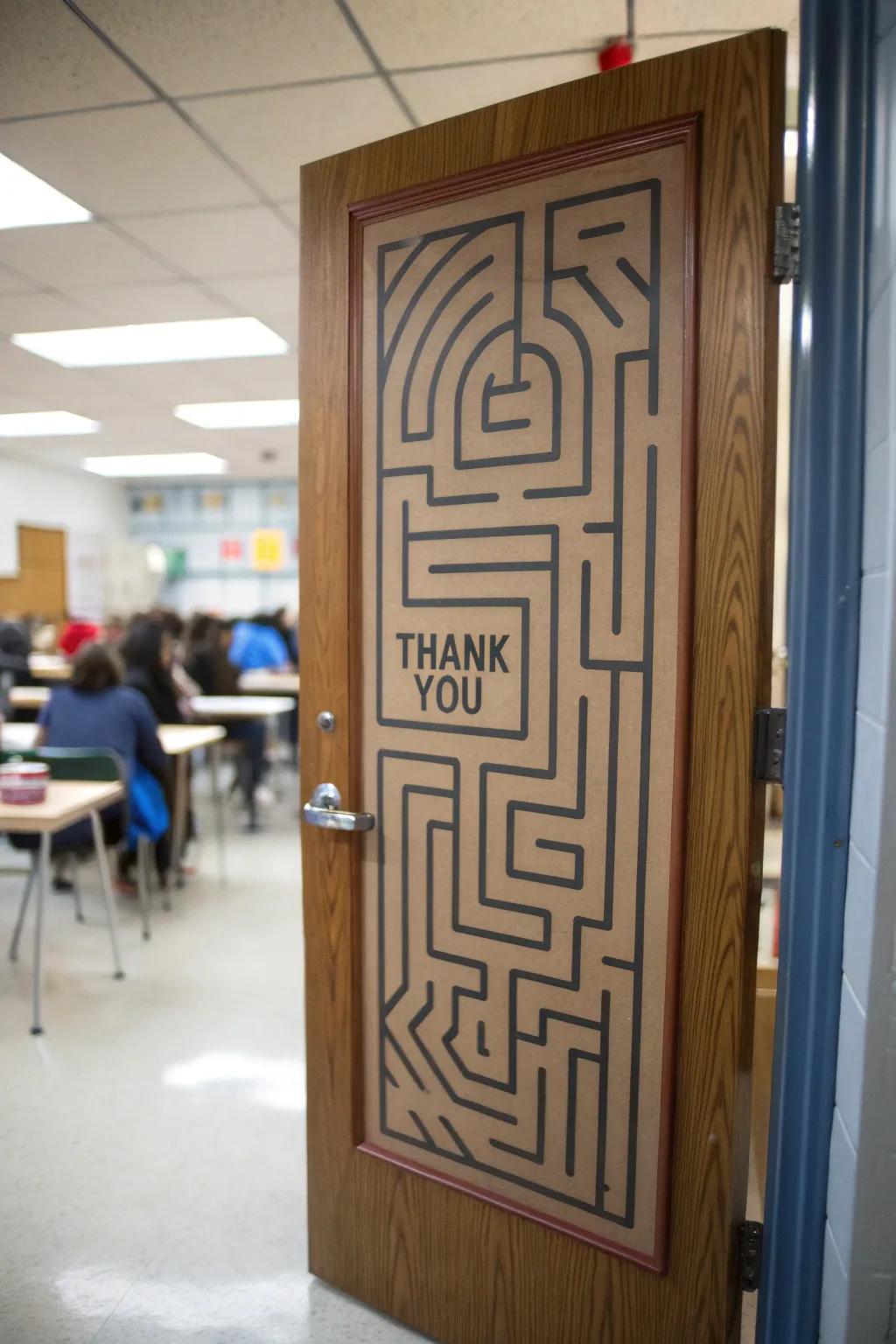 Navigate a path of thanks with this inventive door design.