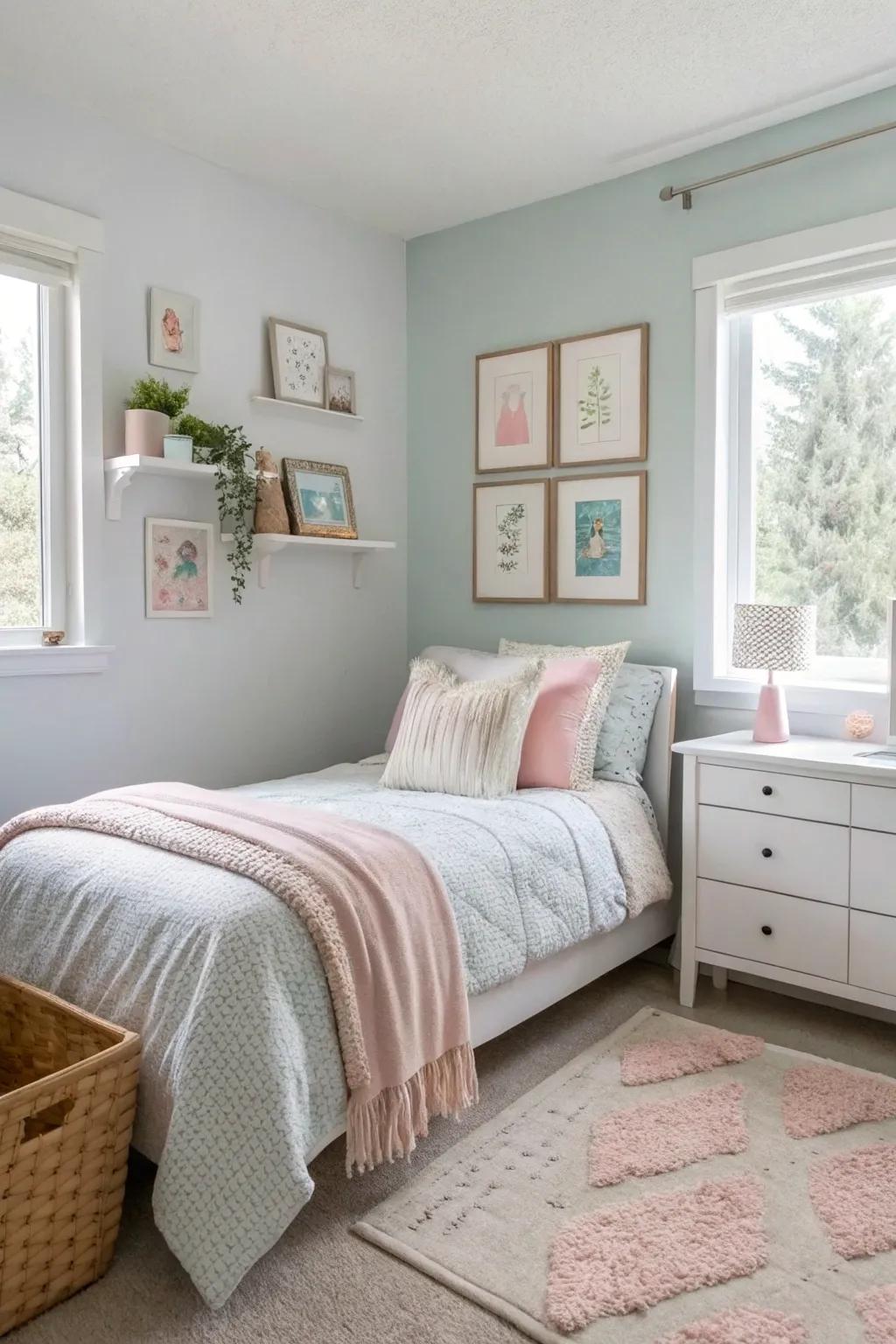 Pale colors create a bright, open feeling.
