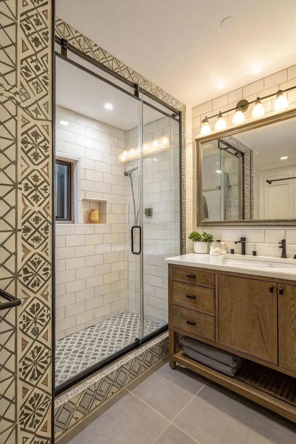 Metallic trim introduces a modern edge to any tiling project.
