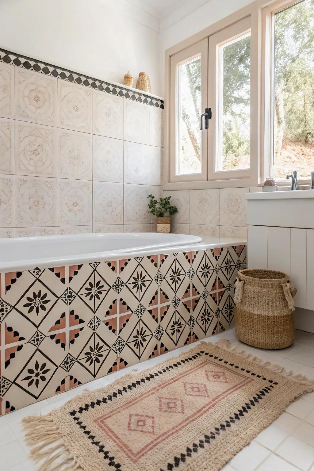 Elevate your bathroom&rsquo;s style with bold, contrasting grout&mdash;where Scandinavian simplicity meets boho flair.