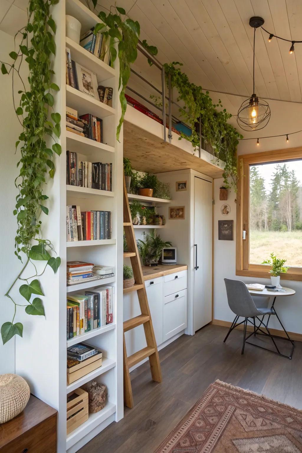 Wall-mounted storage options keep the floor tidy and organized.