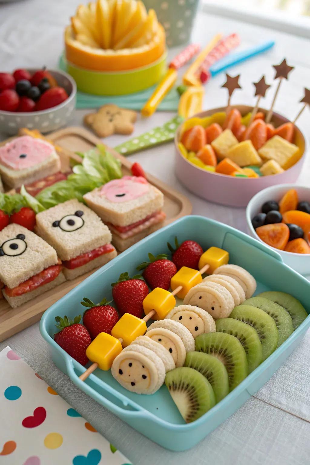 A themed snack station that delights toddlers with playful and tasty treats.