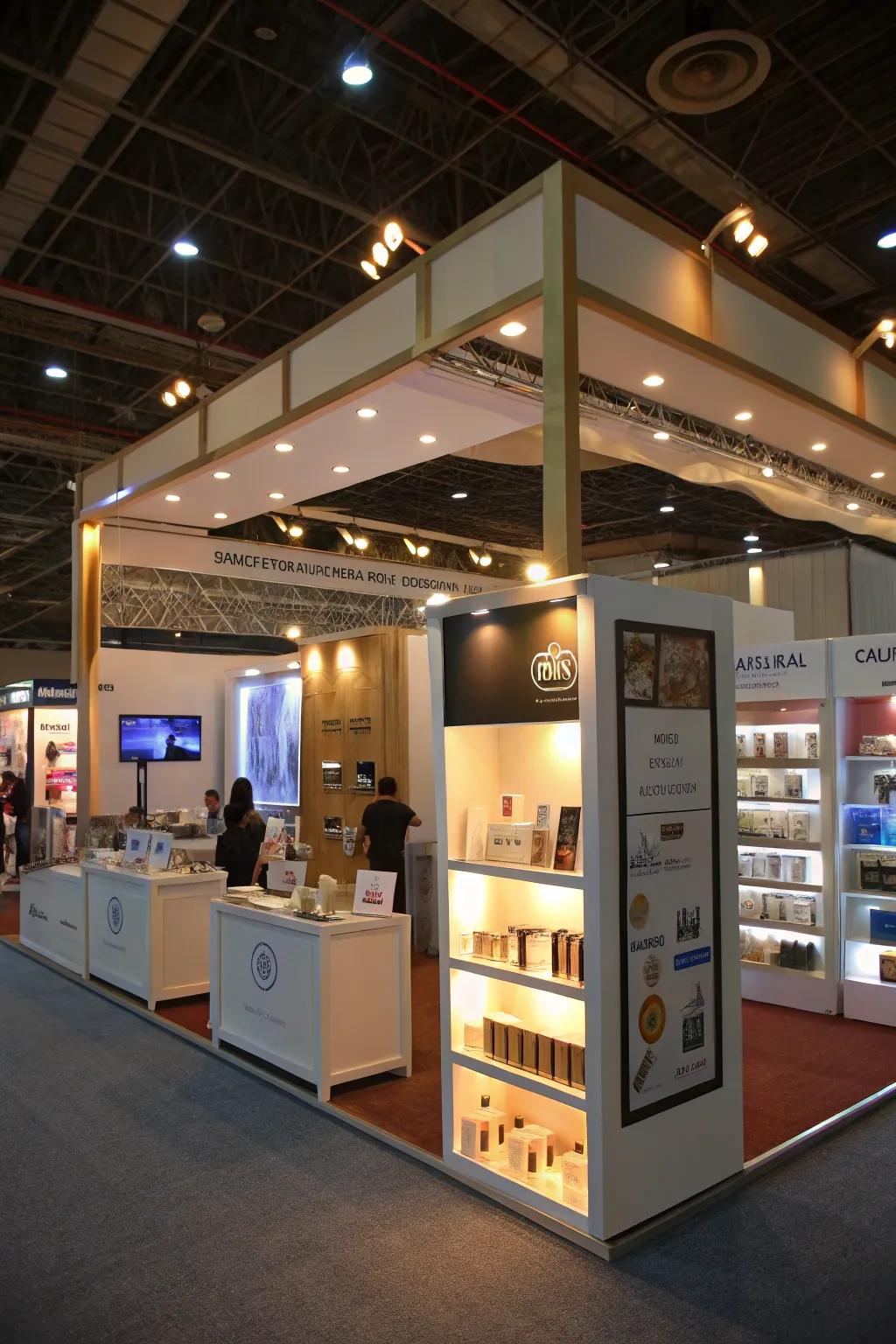 The right mix of general and spot lighting for a pleasant trade show experience.