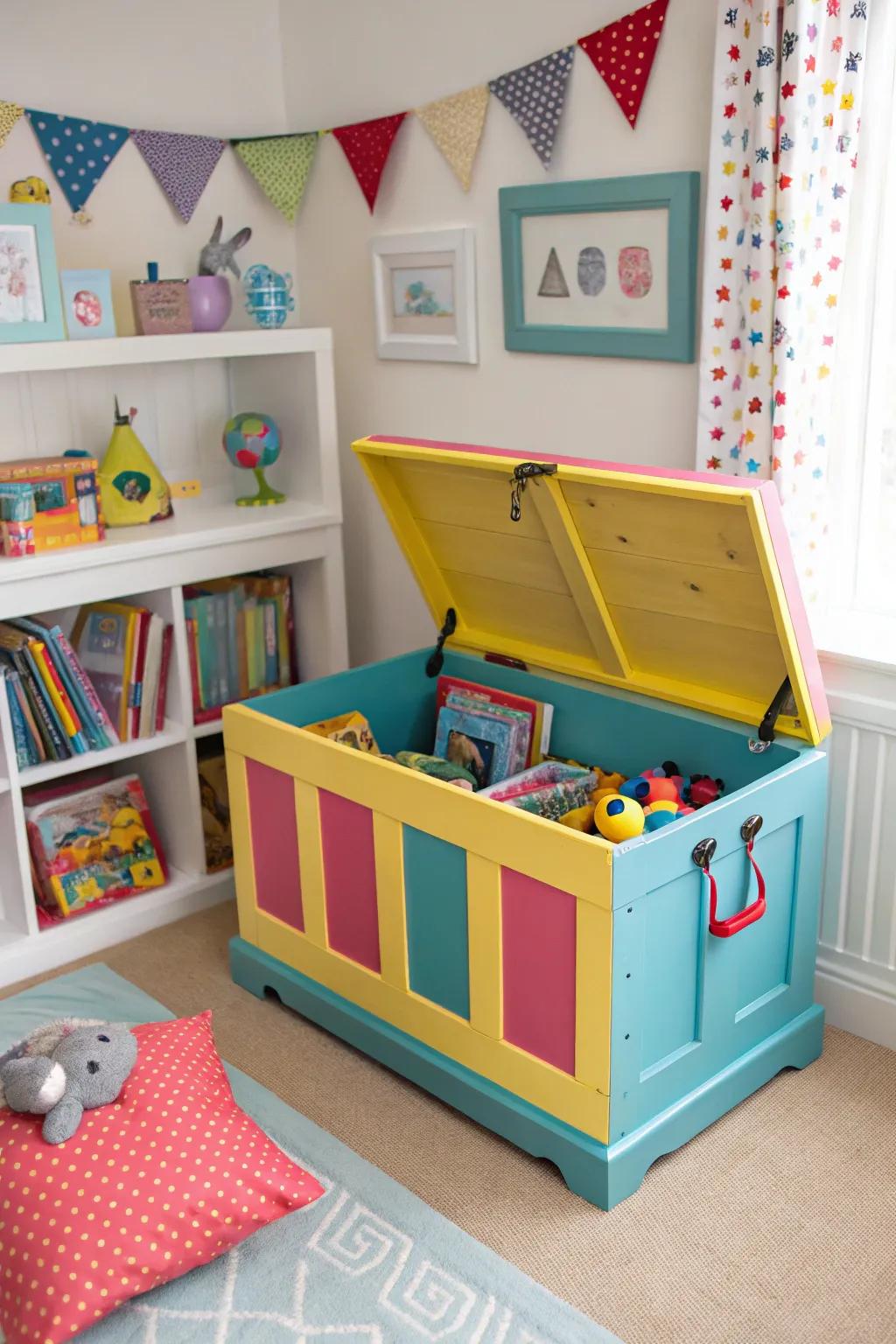 This vibrant chest makes toy storage fun and organized.