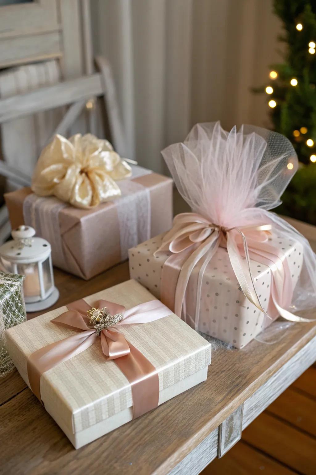 Add a dash of refinement to your gifts through the use of net wrapping.