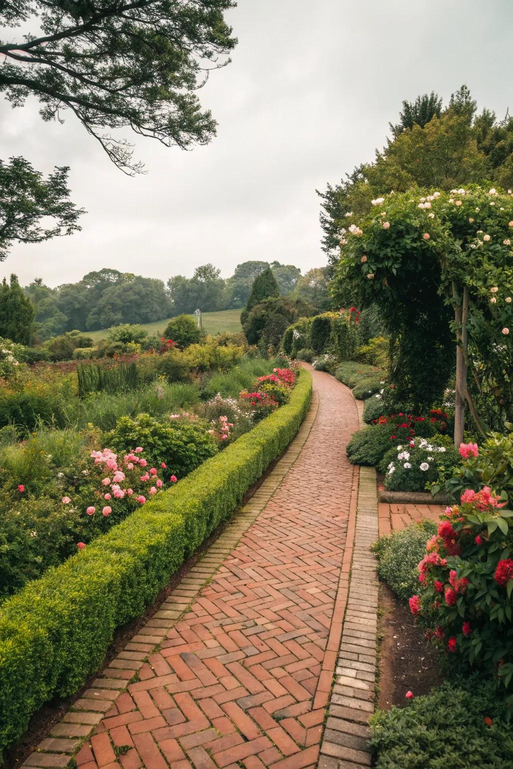 Brick paths offer an ageless sophistication that complements any garden environment.