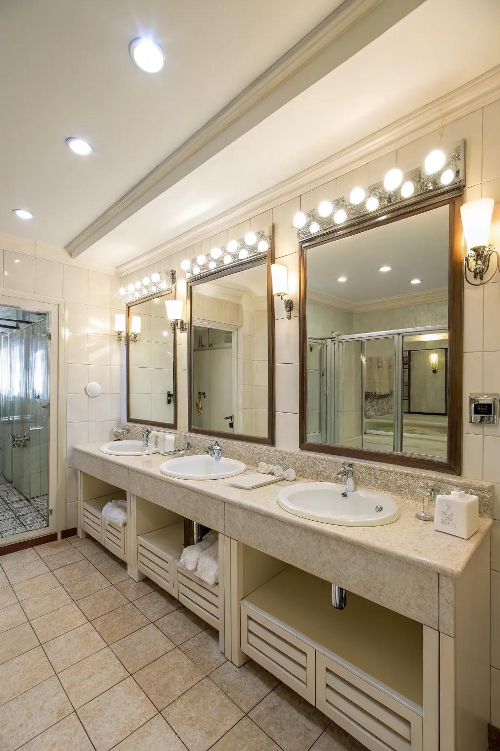Bright lighting turns any bathroom into a welcoming haven.