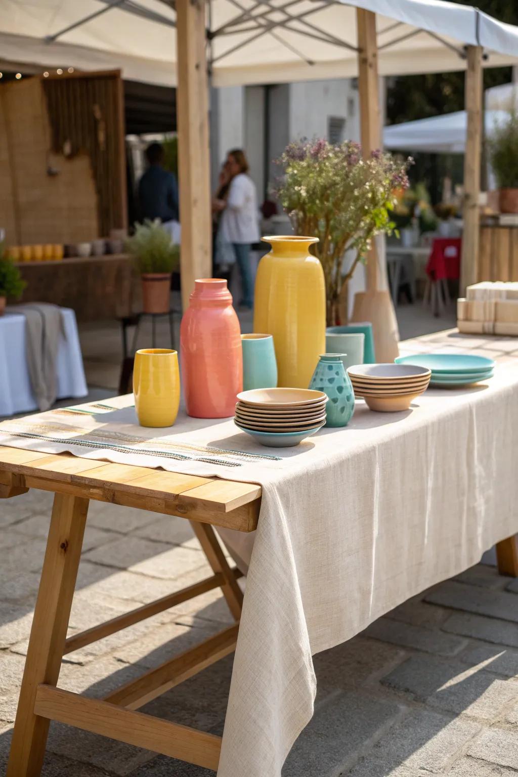 Invigorate your booth with a vibrant color scheme that captivates and invites exploration. 🎨 #ColorPop #VendorTable