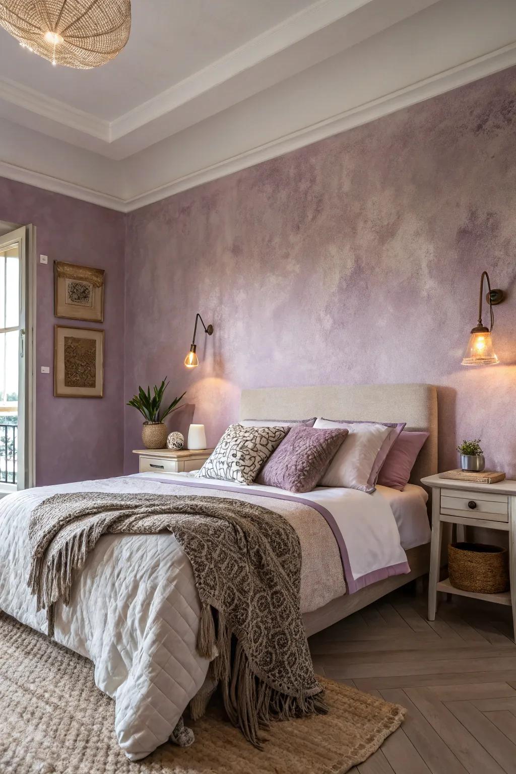 Achieve peace using muted lime-based plaster shades in the bedroom.