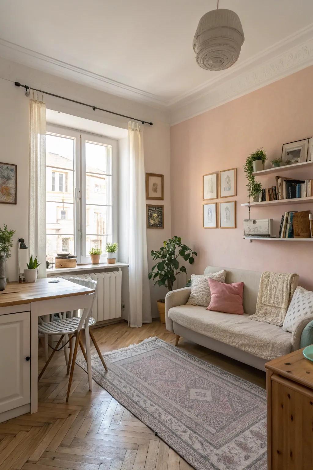 Brighten up your space with soft tones to create an open atmosphere.
