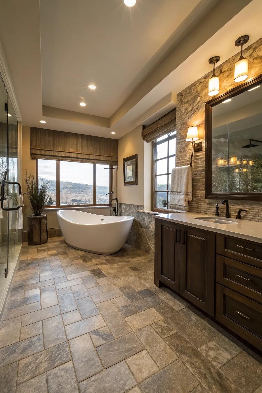 Stone-inspired vinyl introduces sophistication to regular settings.
