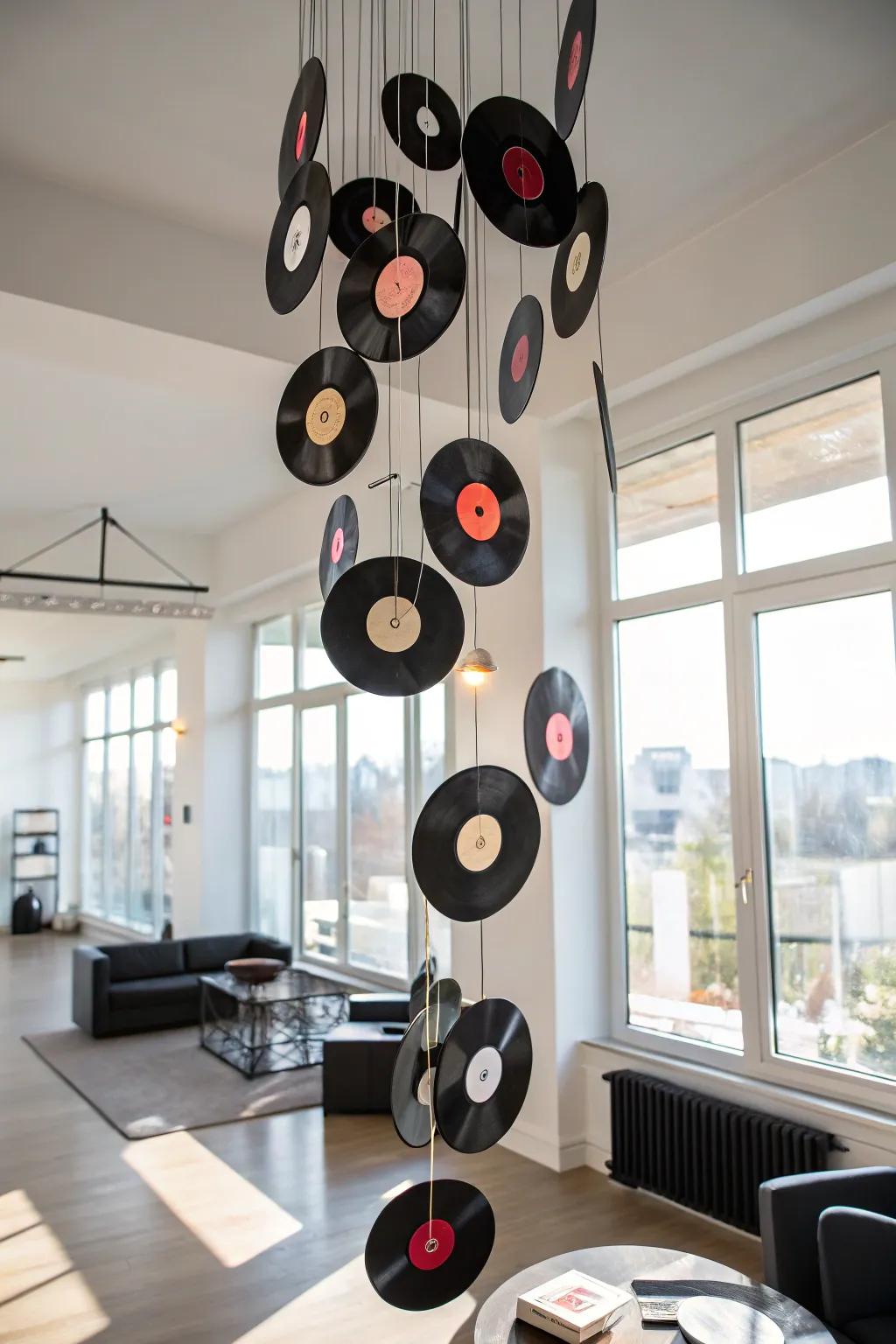 Introduce dynamic elegance to your room with a vinyl circle mobile.