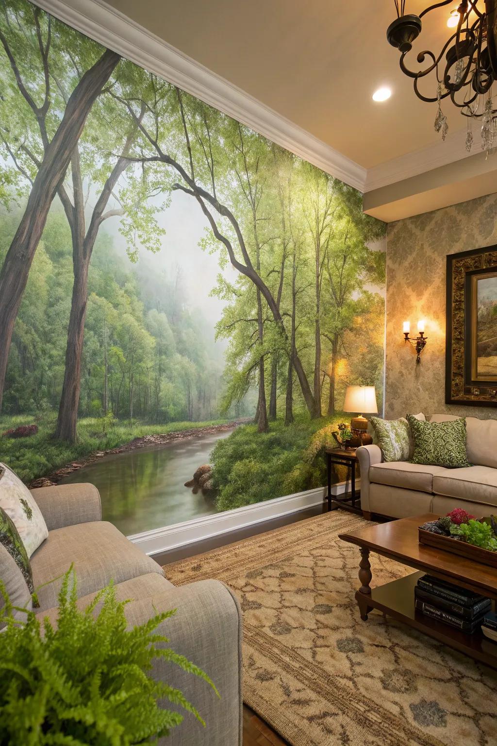 Murals can transform your living room into a work of art.