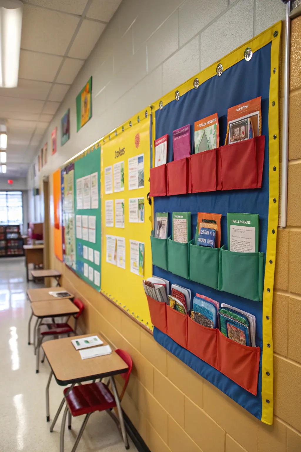 Interactive features implemented on a school wall