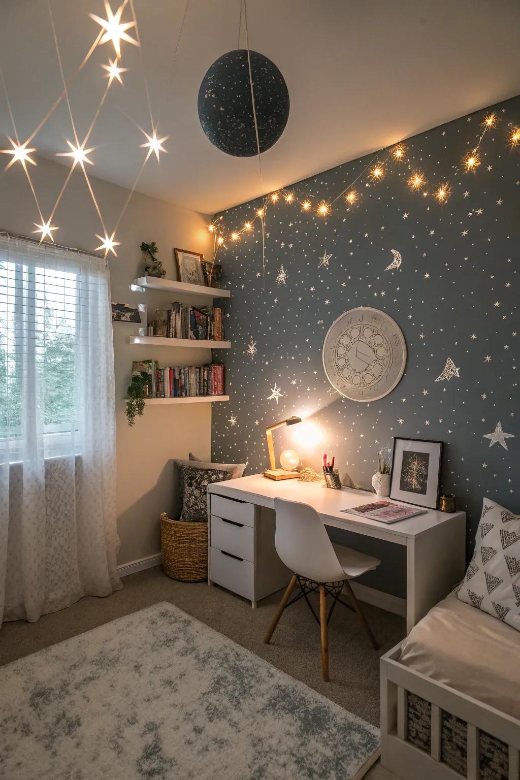 Constellations on the walls encourage aspirations and marvel.