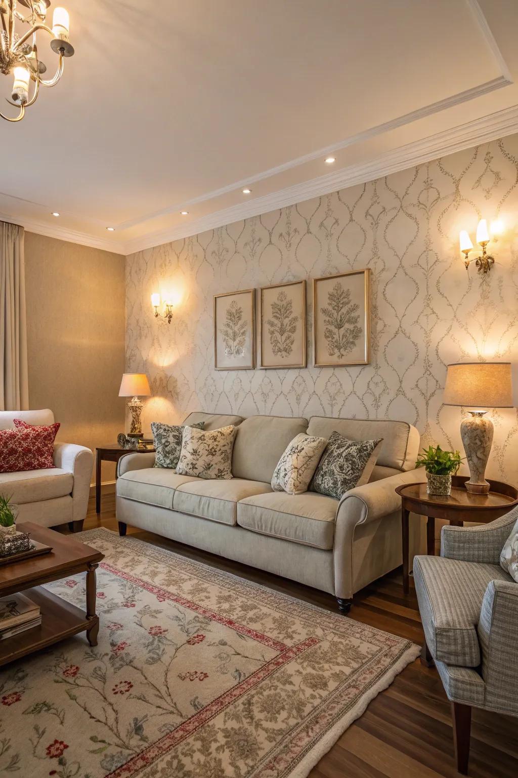 Find peace with natural and muted hues in your living room.