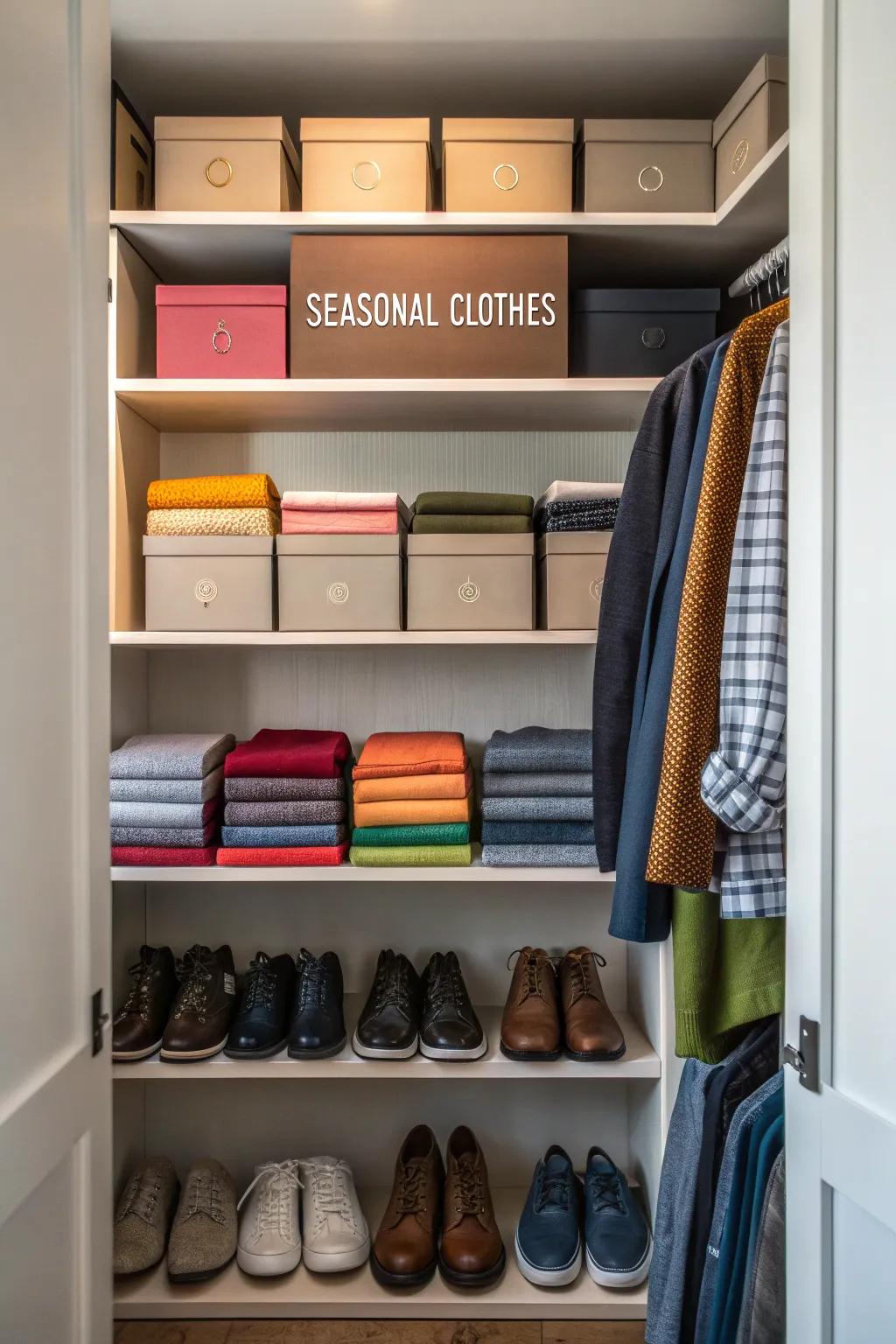 Upper shelves are perfect for storing less frequently used items.