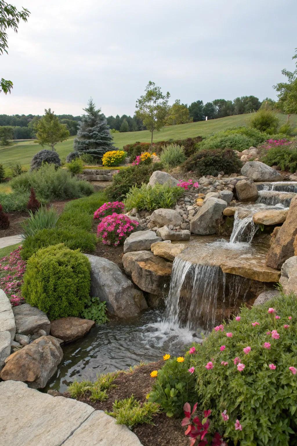 A tankless water feature delivers beauty with minimal upkeep.