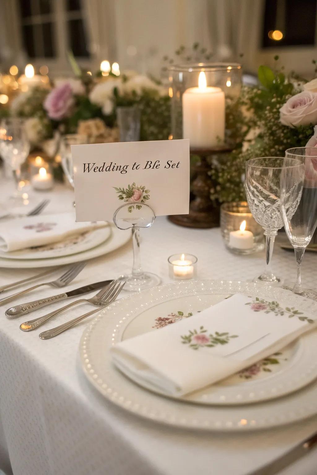 Custom name cards add a personal detail to your wedding tables.