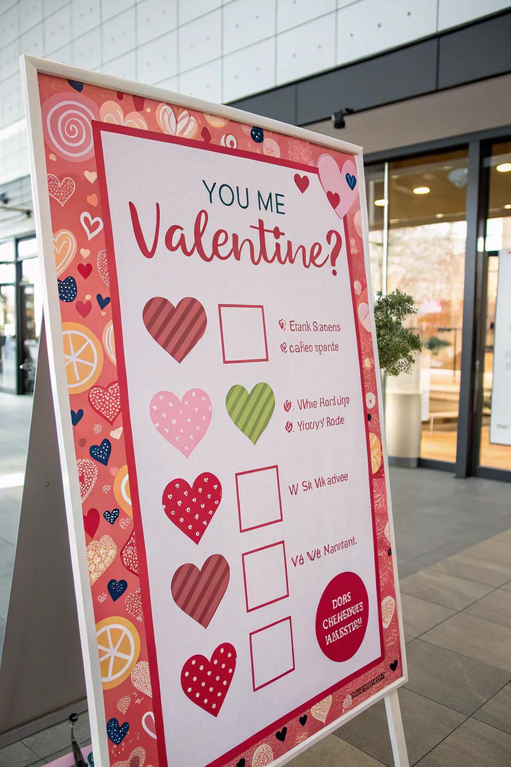 A Valentine's poster featuring interactive tick-boxes for a fun twist.