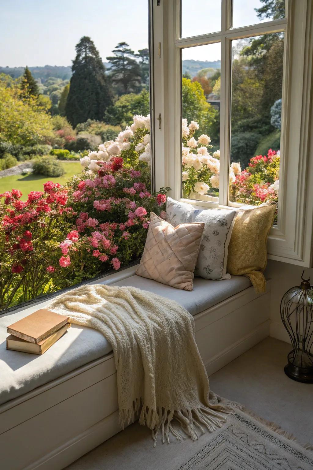 Bench seats create ideal spots for reading.