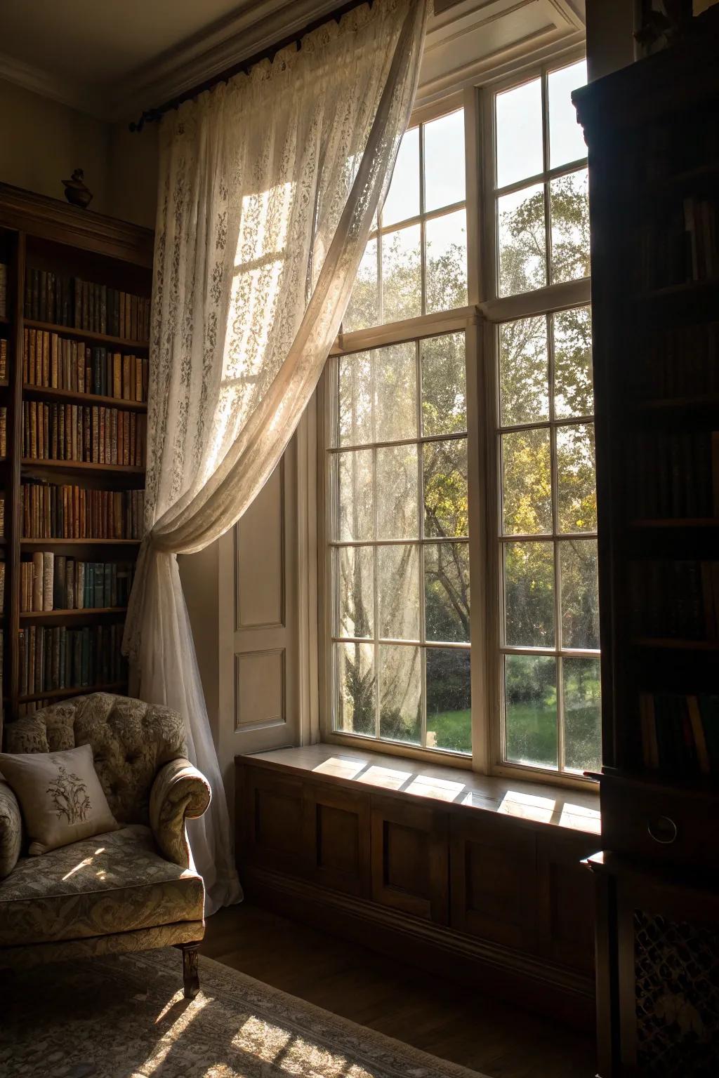Control natural light using sheer drapes.