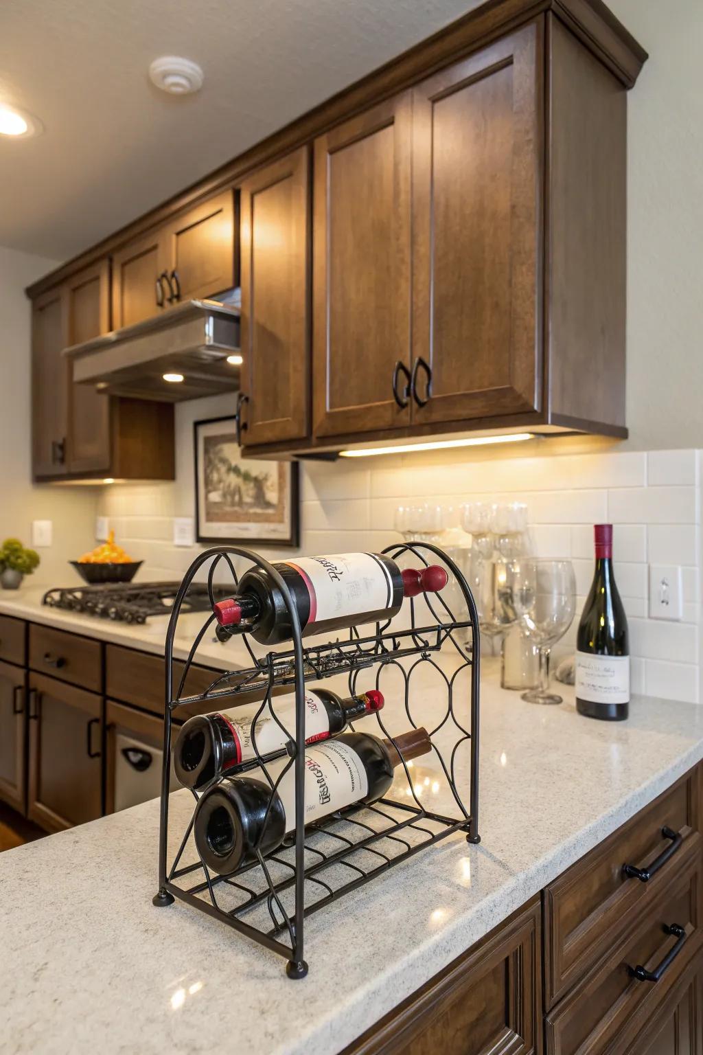 Worktop wine racks ensure your favorite wines are always within reach.