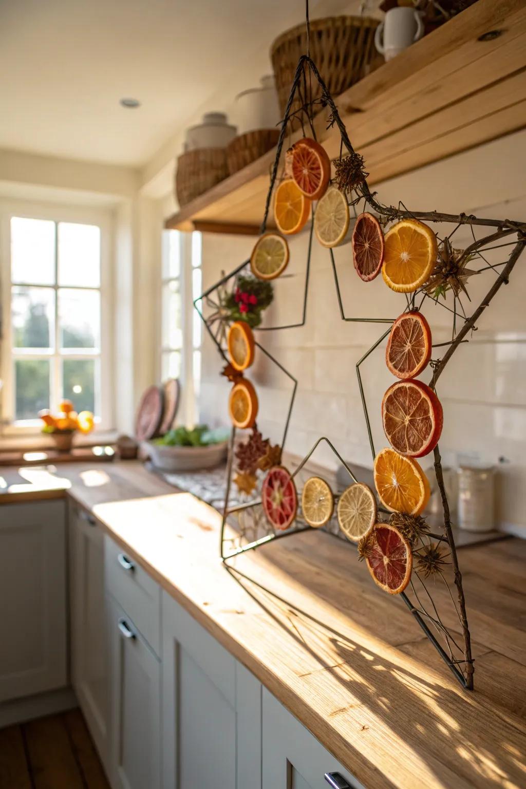A summer citrus star wreath adds zest to your decor.
