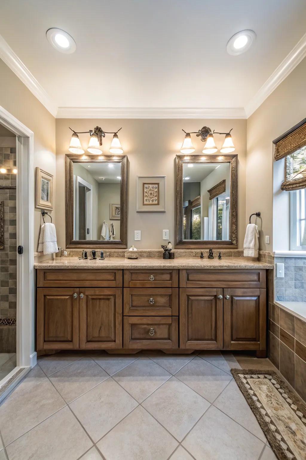 Symmetrical design to create a sense of harmony and balance in the bathroom.