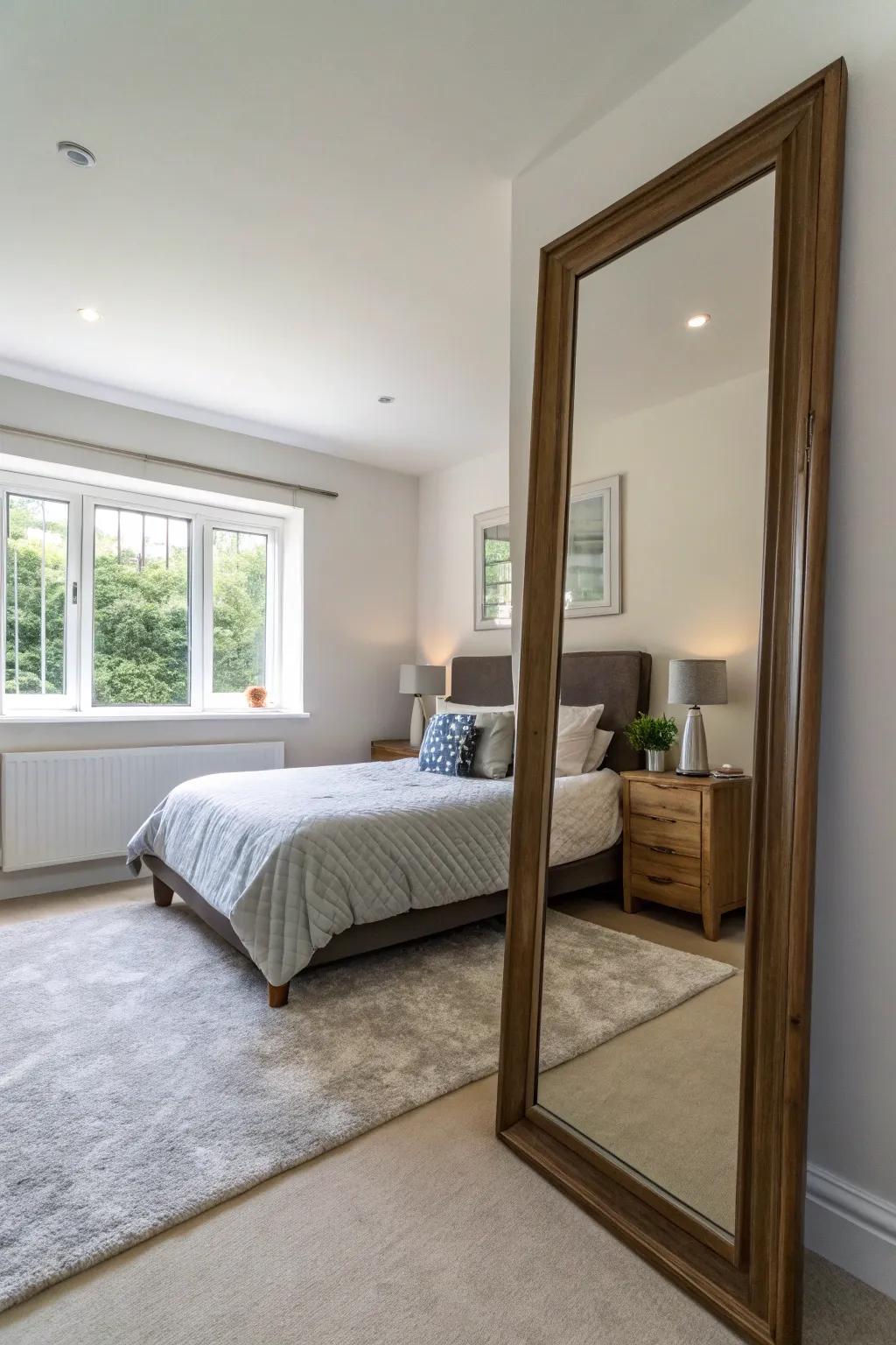 Mirrors add depth and brightness.