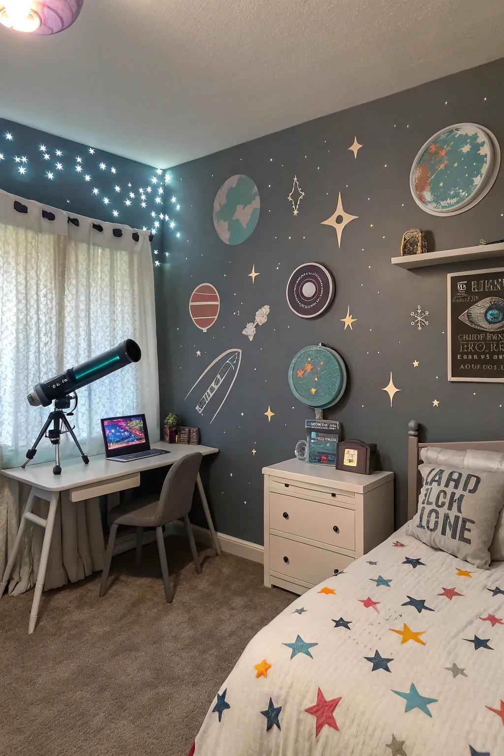 A theme personalizes her area, rendering it distinctly her own.