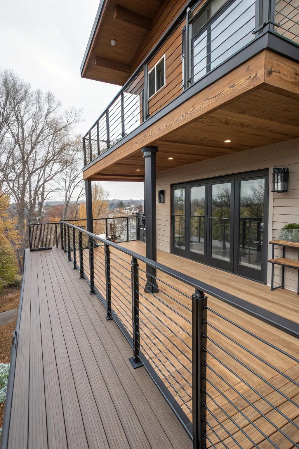 A stylish deck showcasing a blend of durable materials.