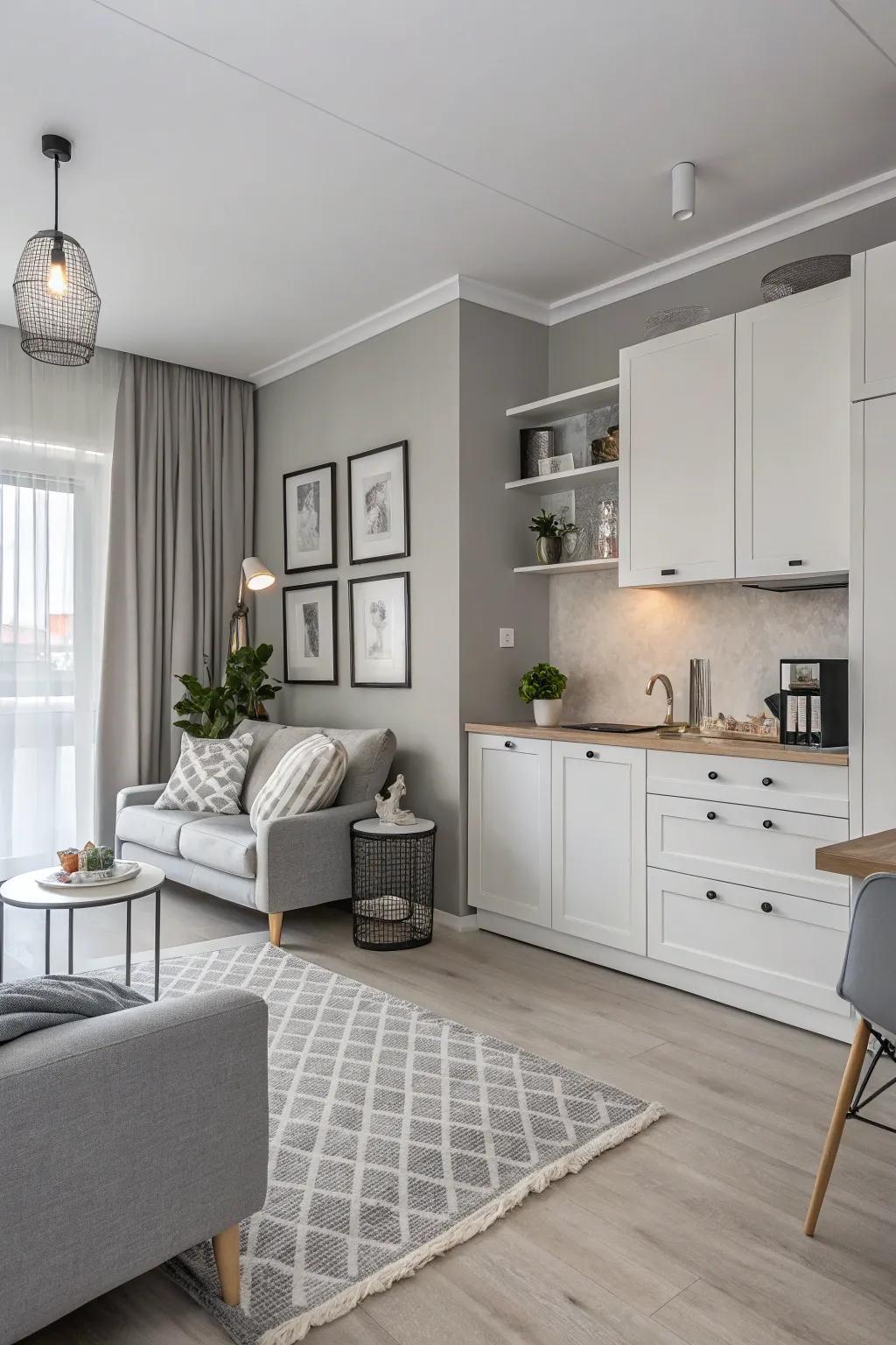 A cohesive color palette creates a sense of spaciousness