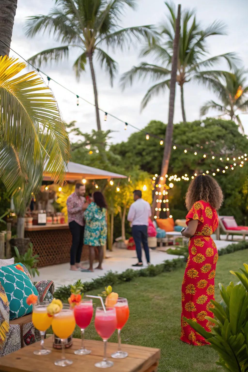 Move guests to a tropical paradise using vibrant designs.