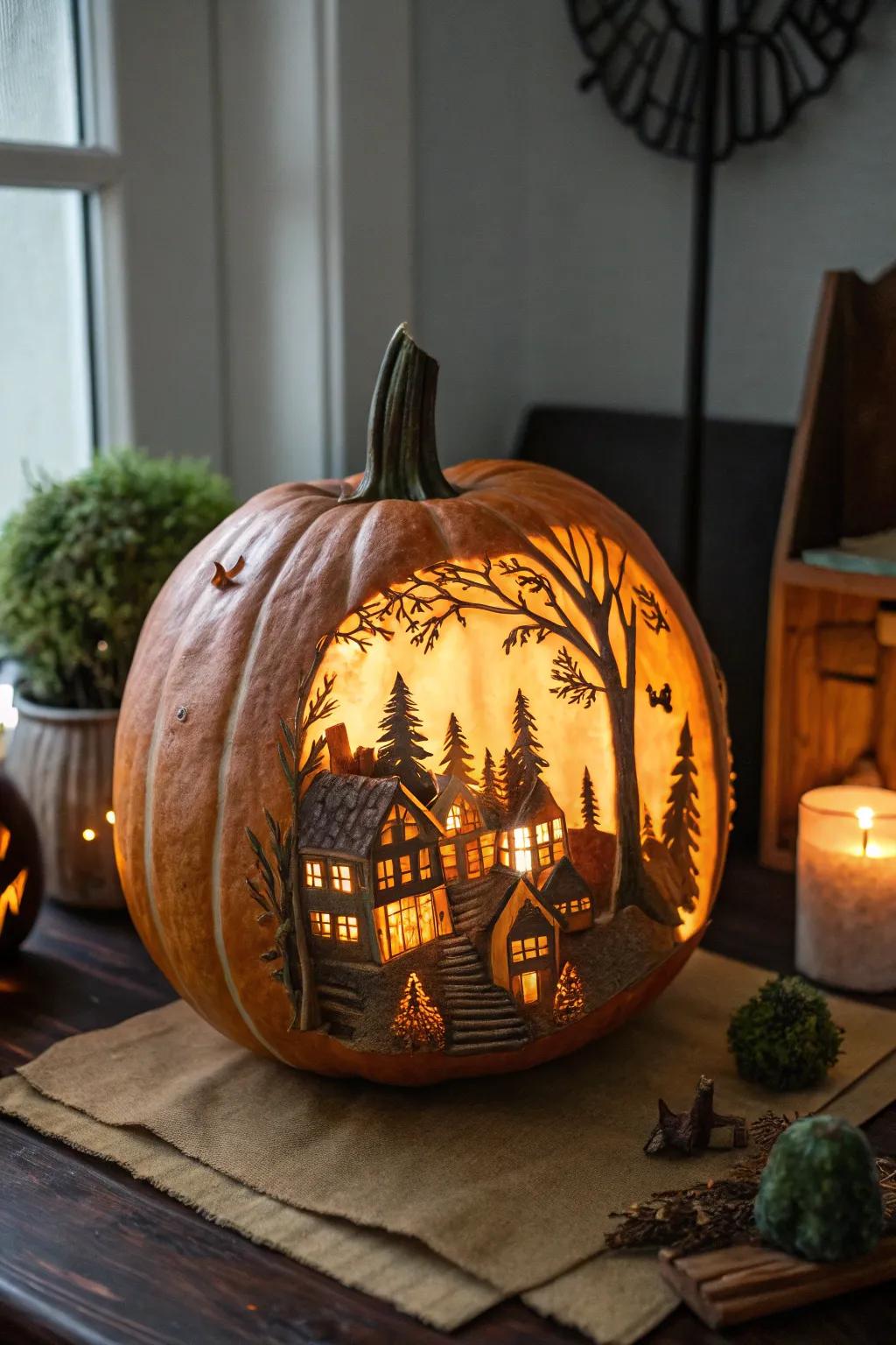 Craft a universe within a universe with miniature scene carvings.