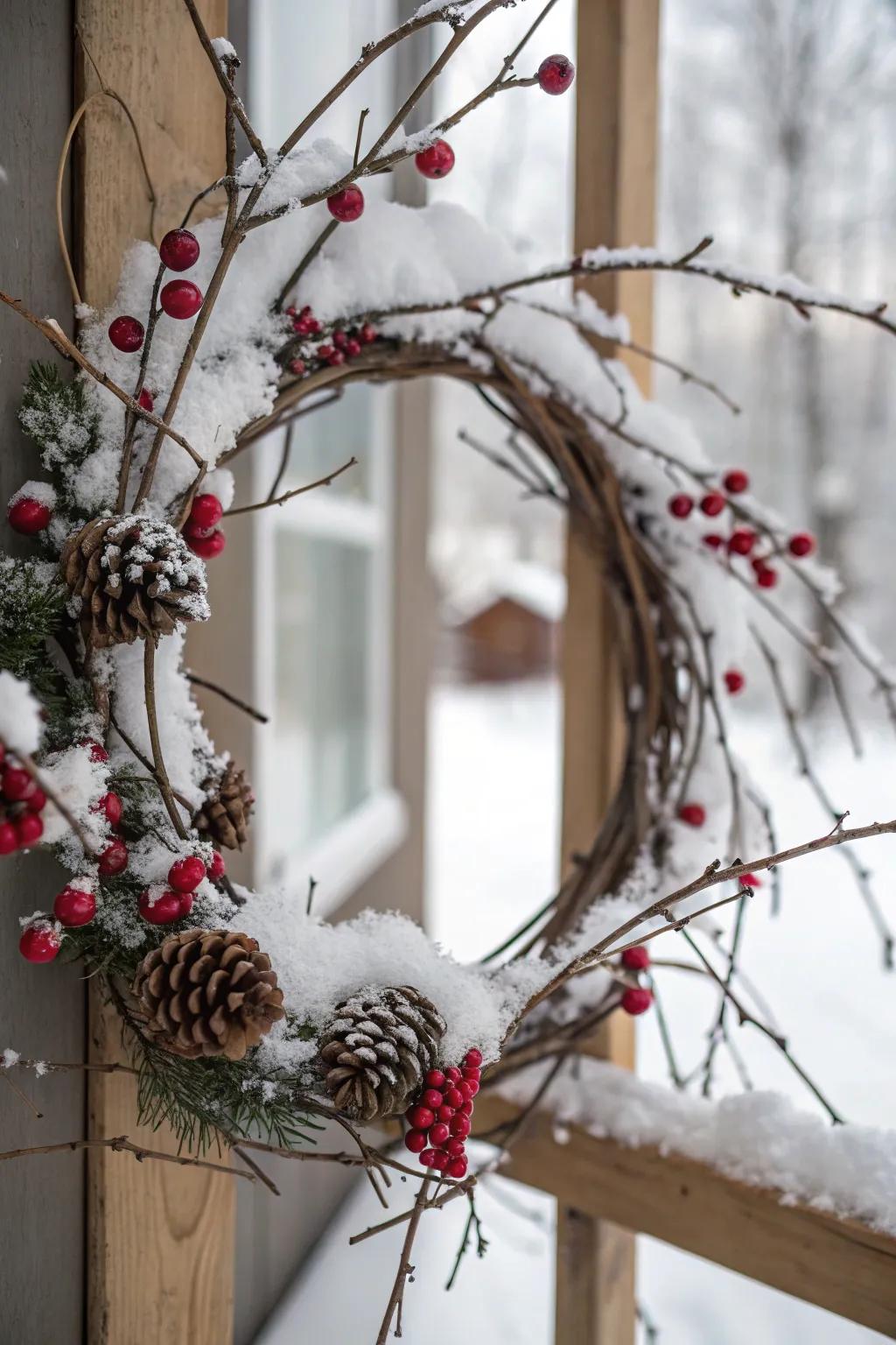 Elegant minimalist decoration with winter accents