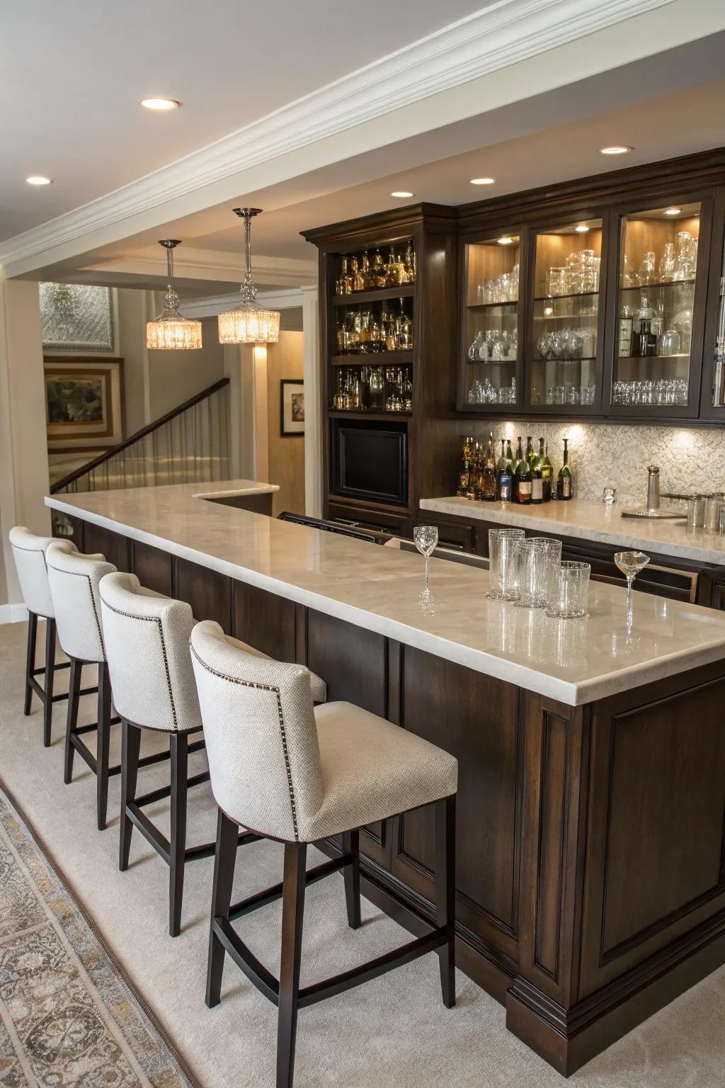 Elegance meets practical application using a fashionable worktop.