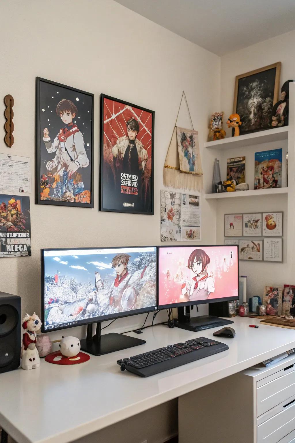 An inspiring desk arrangement merges practicality with animated style.