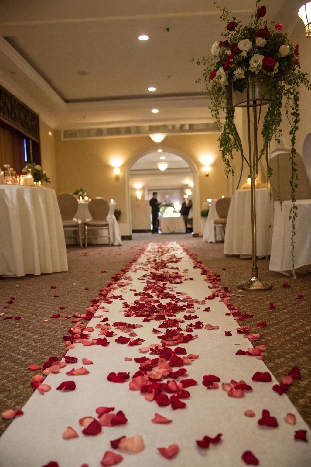 Guide your guests using a romantic floral dust path.
