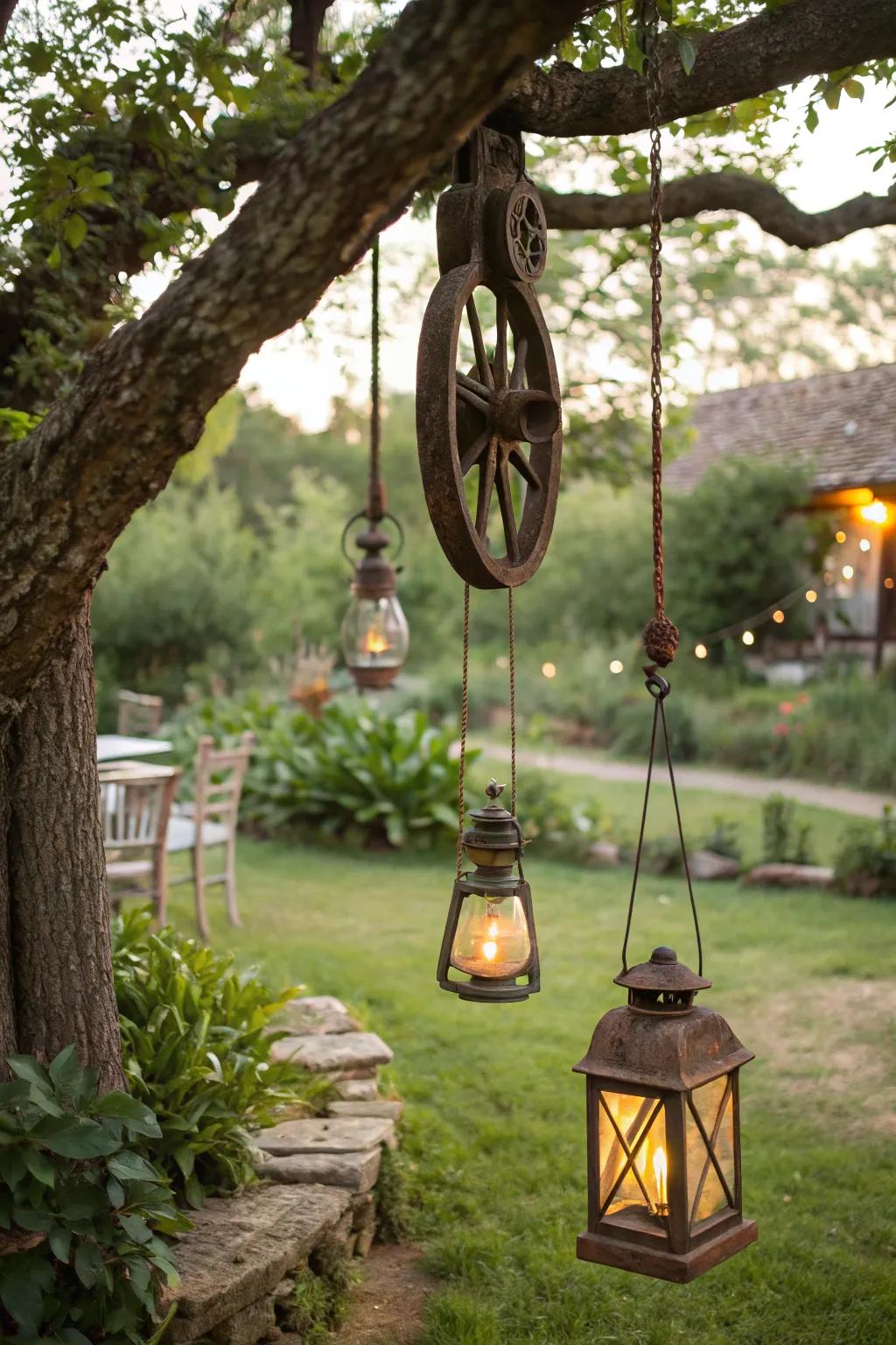 Produce remarkable lighting in your garden with vintage mechanisms.