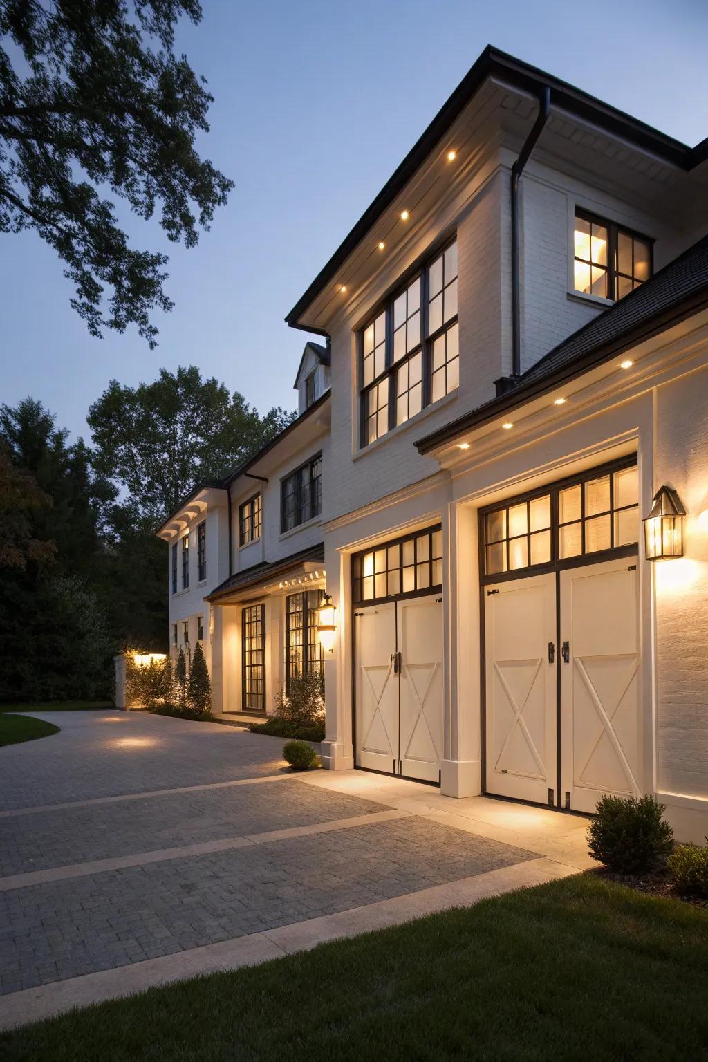 A well-lit garage that offers both safety and style.