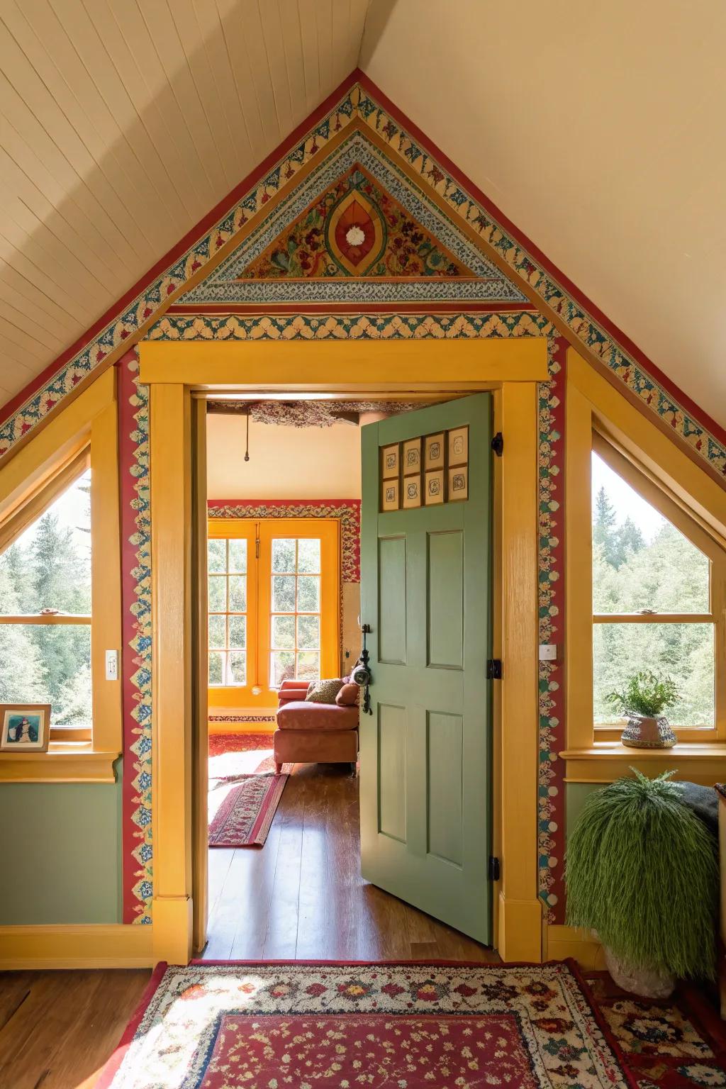 Vibrantly painted trim adds a pop of color.