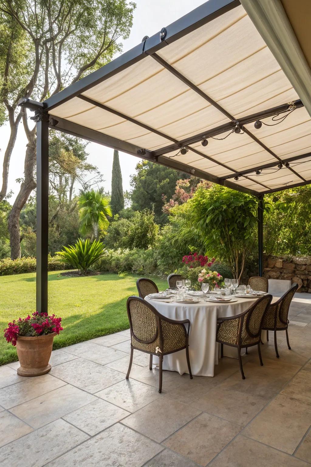 Relish adaptable shade through separate awnings.
