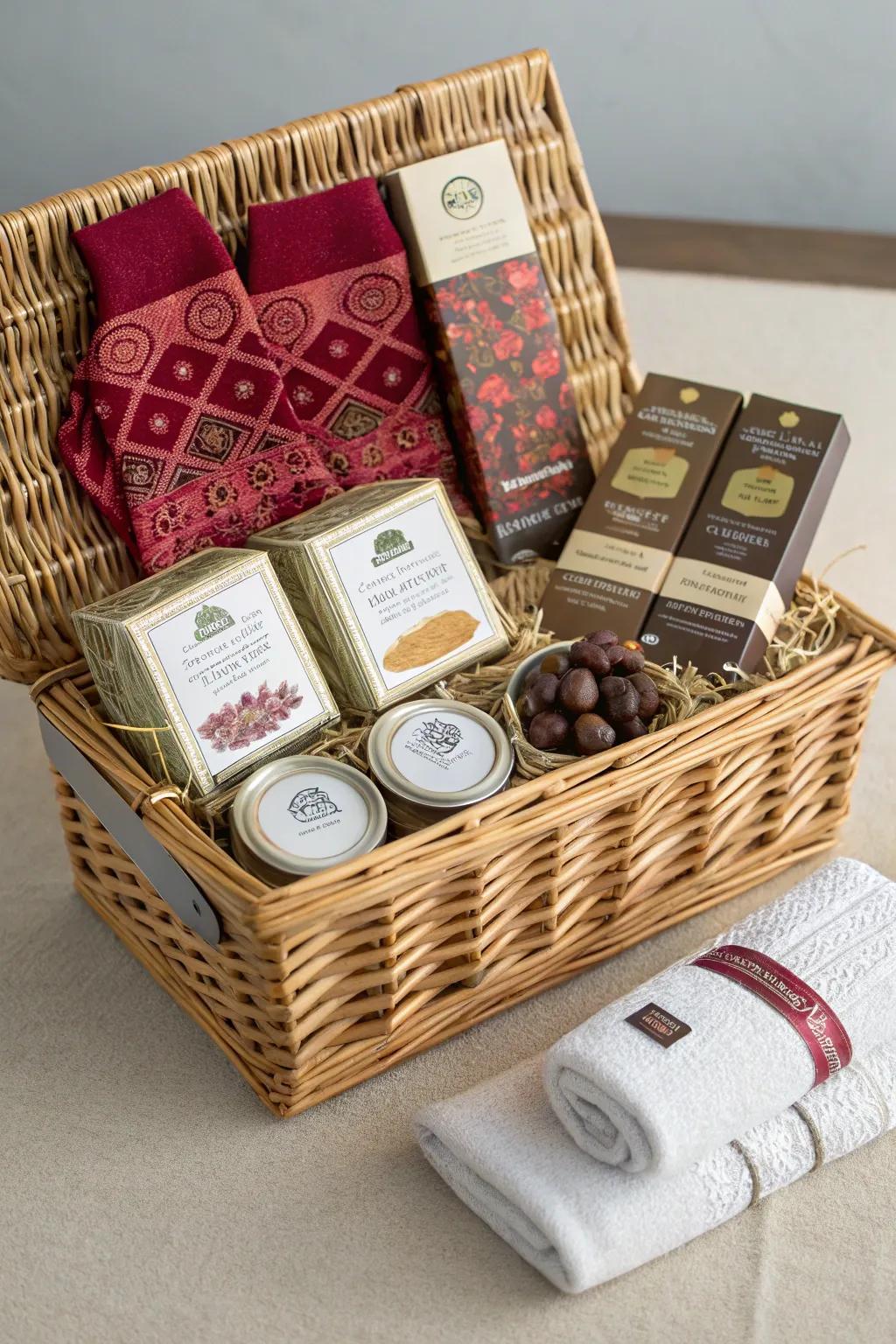 Gift hampers provide an enjoyable assortment of treats and surprises for guests.
