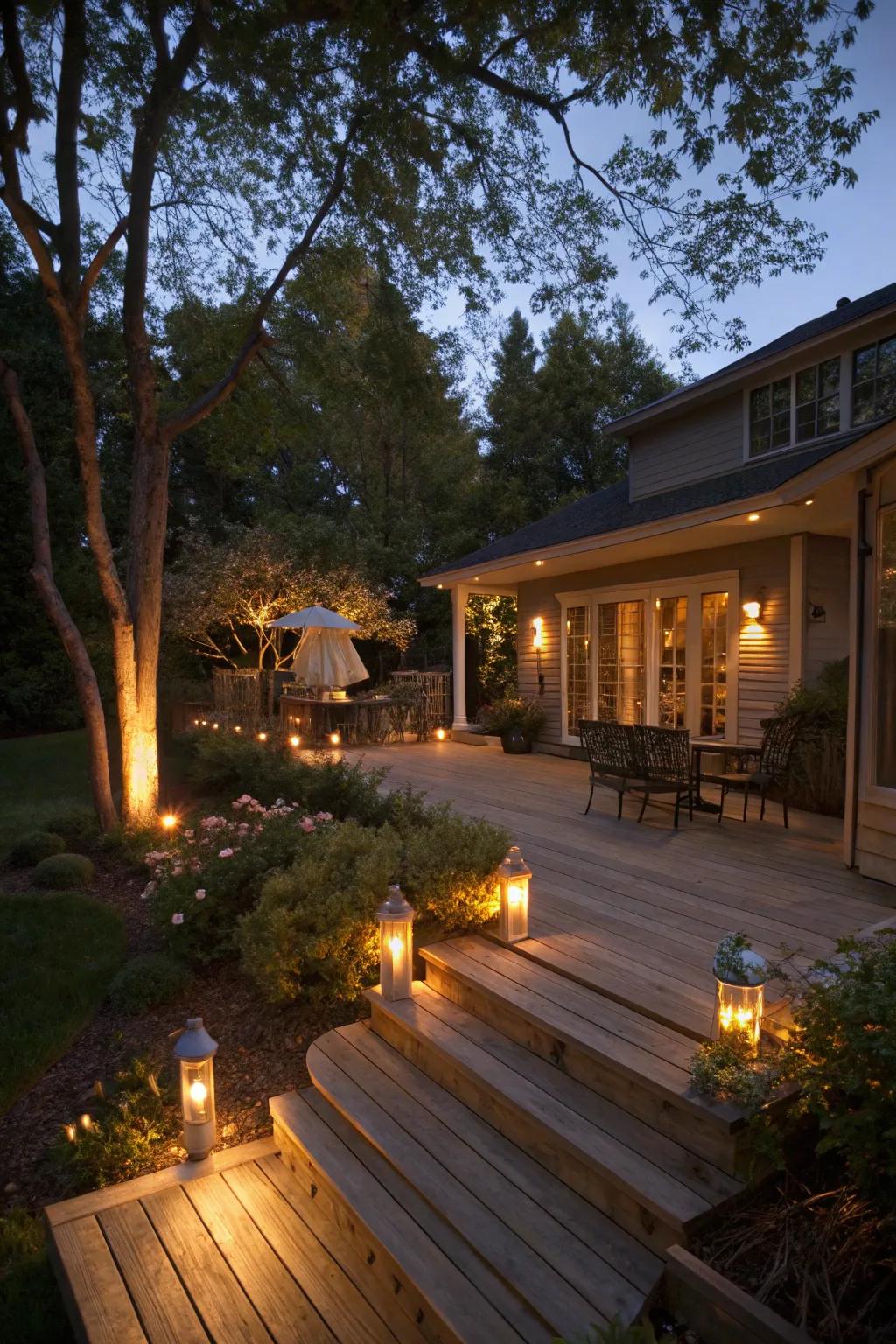 Thoughtful lighting designs a cozy and inviting mood.