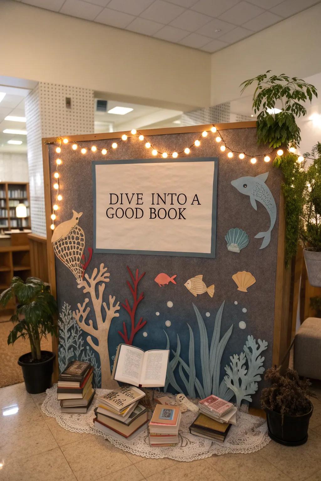 Honor the joy of reading with a book-themed bulletin board.