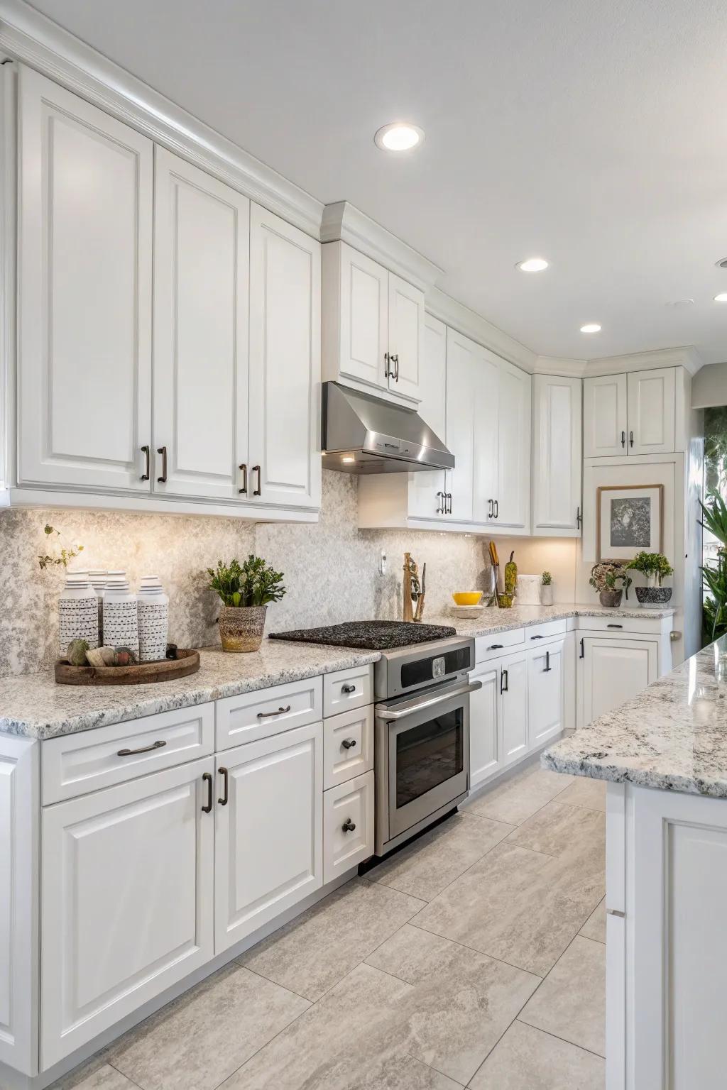 A simple backsplash highlights the kitchen's refined and modern design.