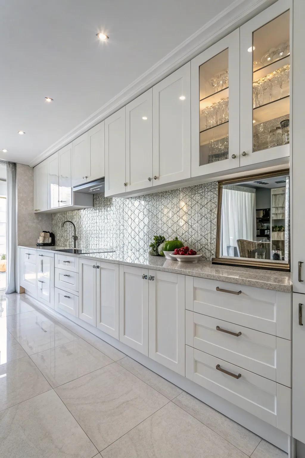 Reflective tiles enhance illumination and area.
