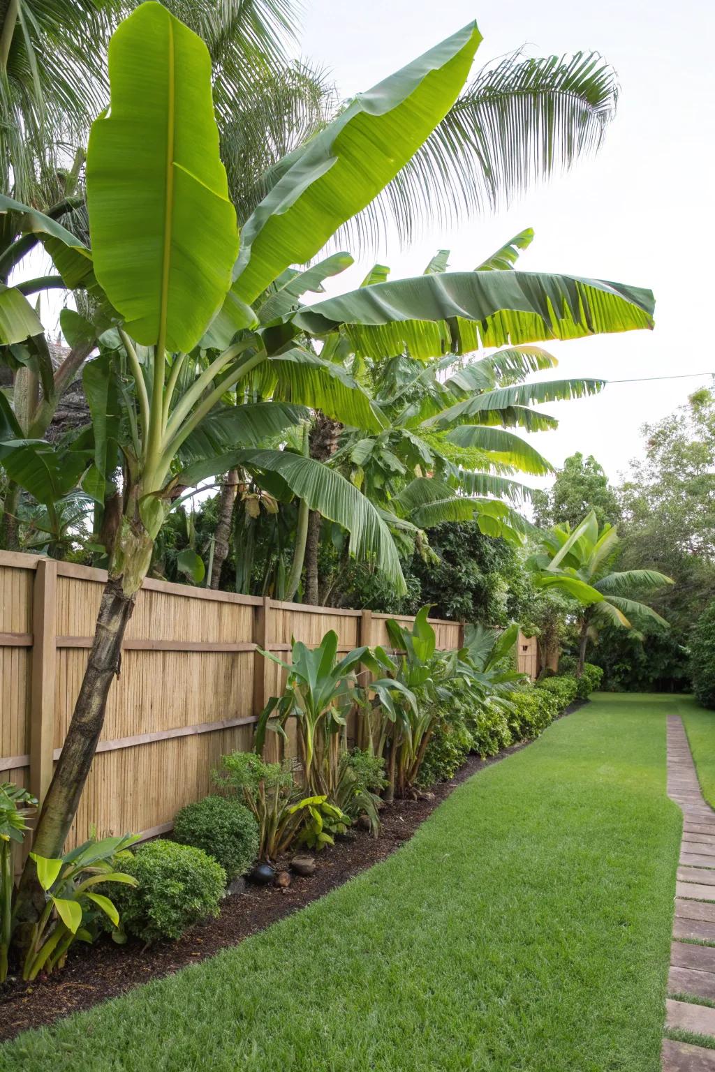 Outline your backyard with a stunning border of banana trees.